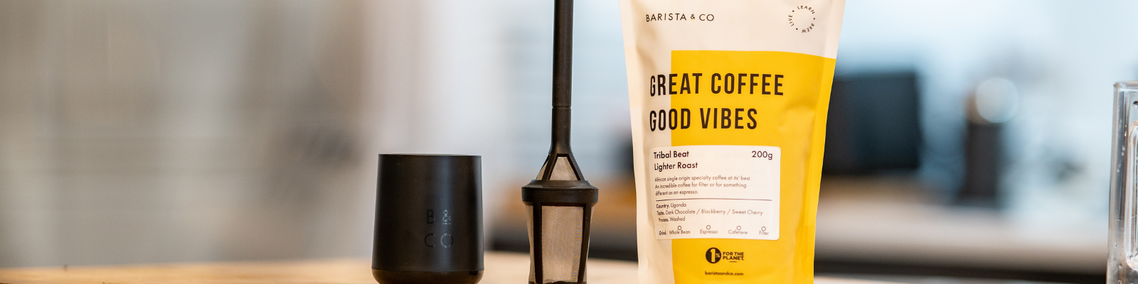 small bag of coffee with brew it stick to take on a camping trip