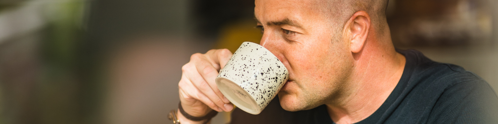 drinking black coffee