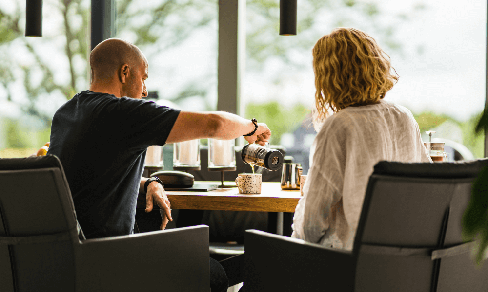Barista & Co drinking coffee at specialty coffee bar